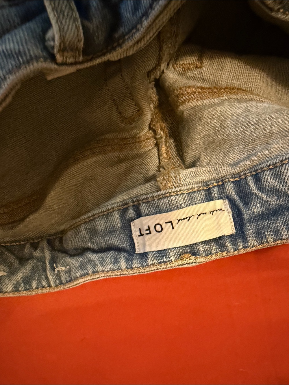 LOFT Light Blue Distressed Denim Shorts - Picture 3 of 3